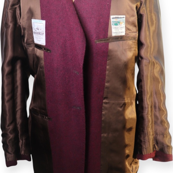 Vintage Mens Bespoke Handwoven Donegal Tweed Purple Wool Jacket - Picture 7 of 15